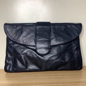 Vintage Navy Leather Clutch